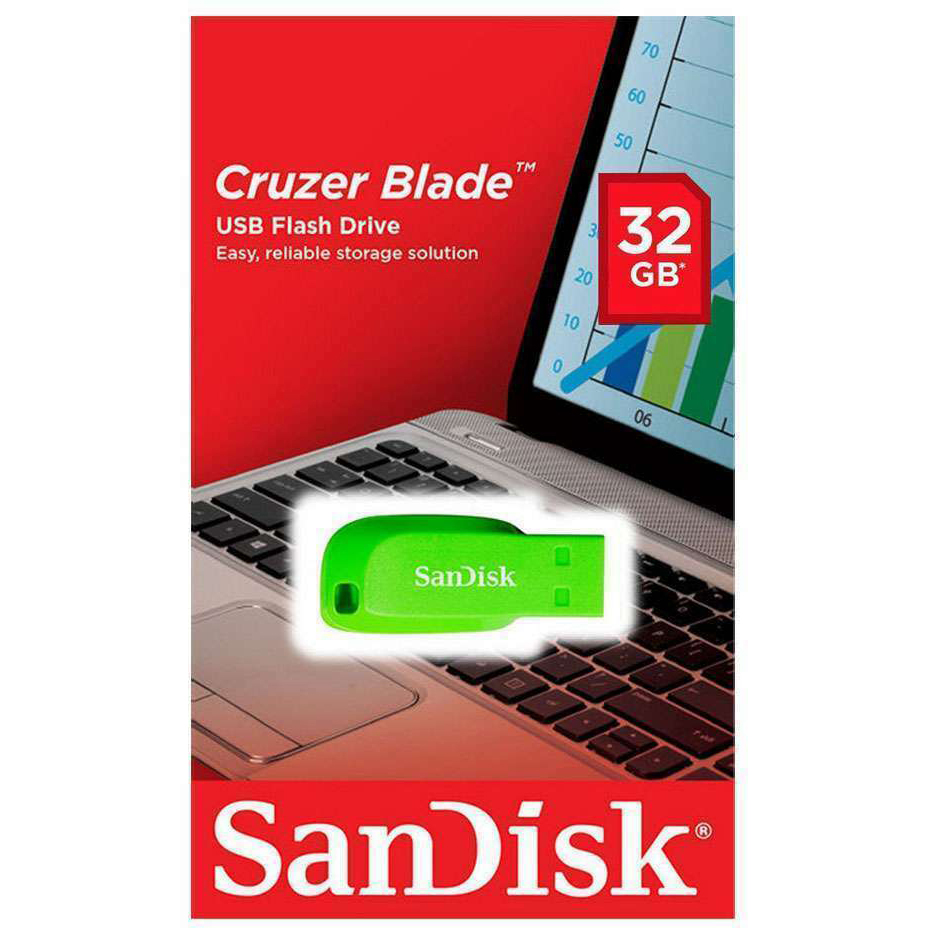 Original SanDisk Cruzer Blade 32GB Green USB 2.0 Flash Drive (SDCZ50C032GB35GE)
