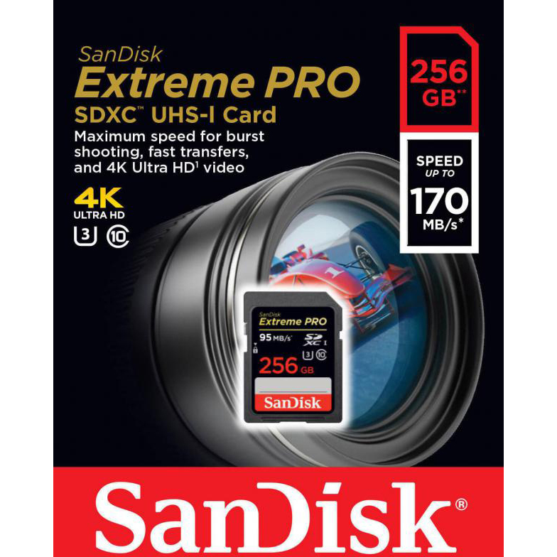 Original SanDisk Extreme Pro Class 10 256GB SDXC Memory Card (SDSDXXY-256G-GN4IN)