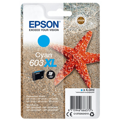 Original Epson 603XL Cyan High Capacity Ink Cartridge (C13T03A24010) T03A2 Starfish