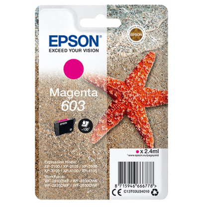 Original Epson 603 Magenta Ink Cartridge (C13T03U34010) T03U3 Starfish