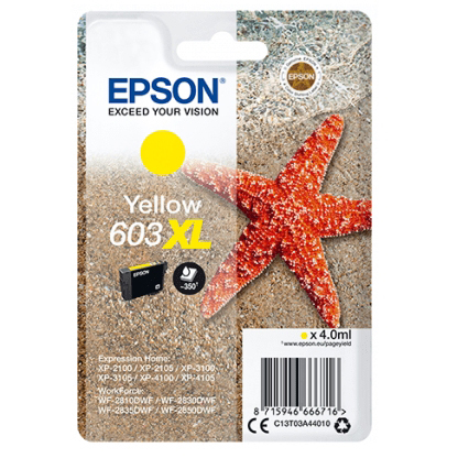 Original Epson 603XL Yellow High Capacity Ink Cartridge (C13T03A44010) T03A4 Starfish