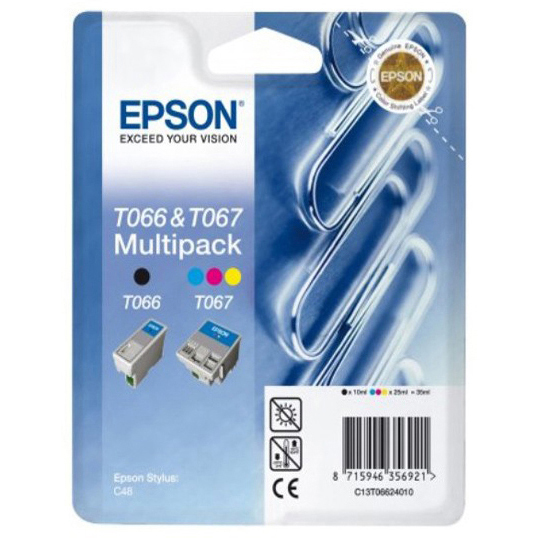 Original Epson T066 & T067 Black & Colour Combo Pack Ink Cartridges (C13T06624010)