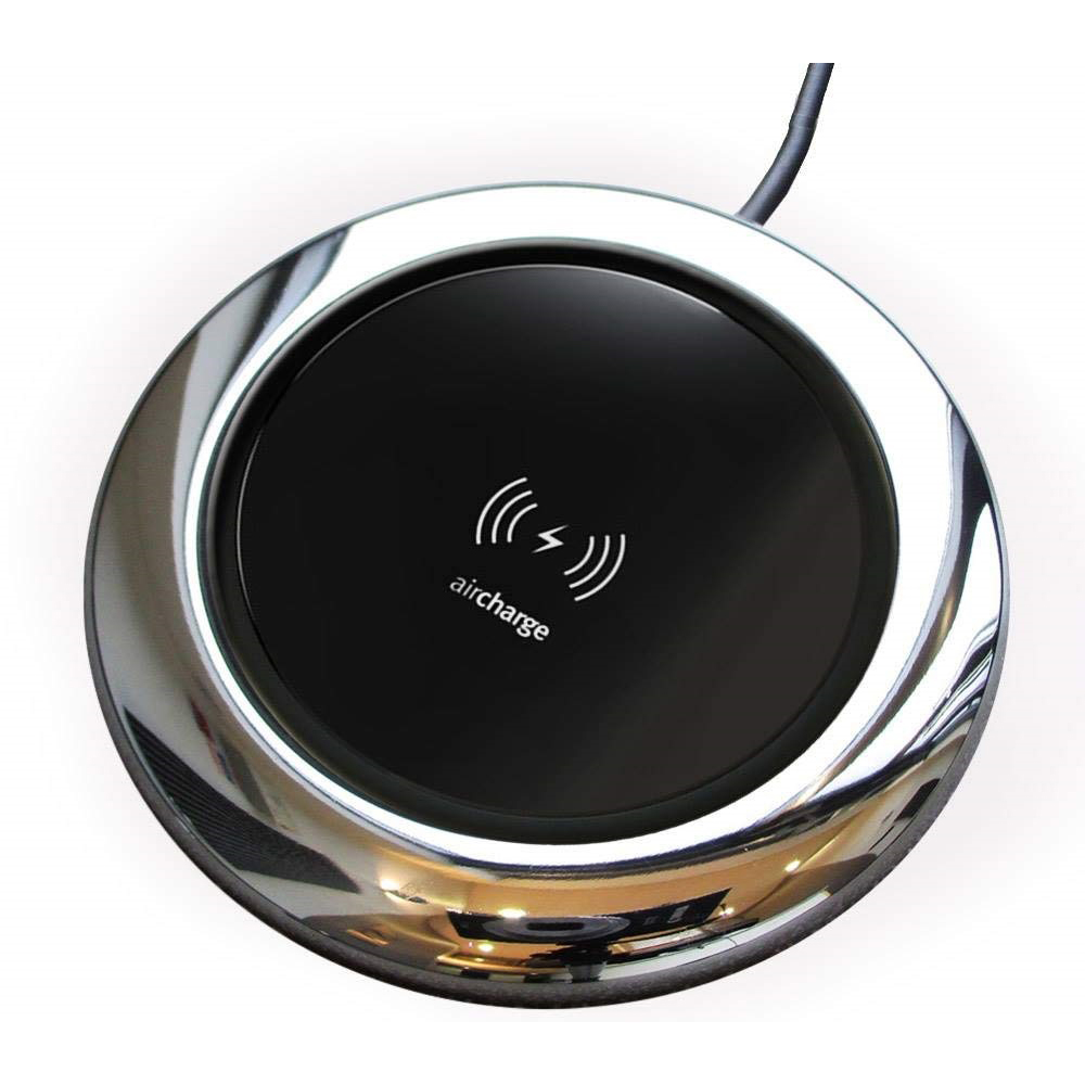 Original Aircharge Executive 5W Qi Wireless Charger Chrome/Black with Gorilla Glass (AIR0491B)