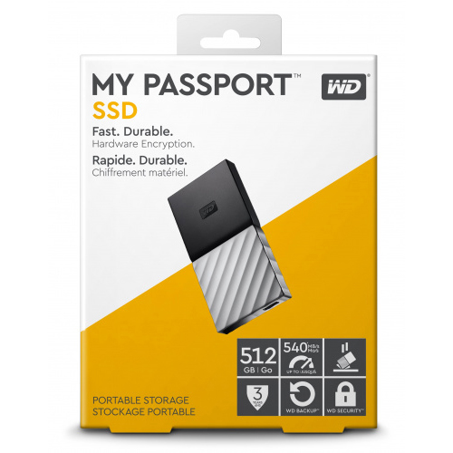Original Western Digital My Passport 512GB USB 3.0 External SSD Drive (WDBKVX5120PSL-WESN)