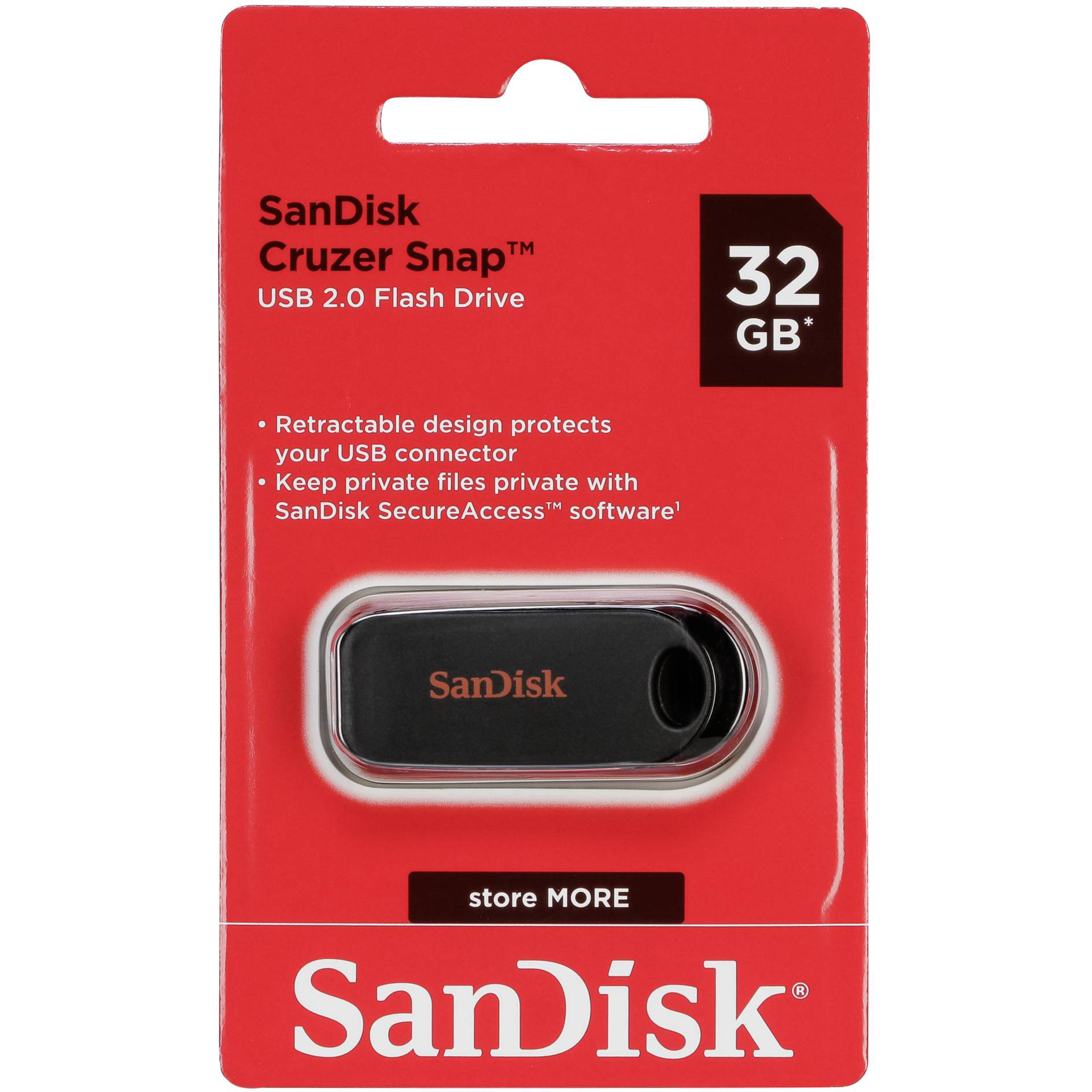 Original SanDisk Cruzer Snap 32GB Black USB 2.0 Flash Drive (SDCZ62-032G-G35)