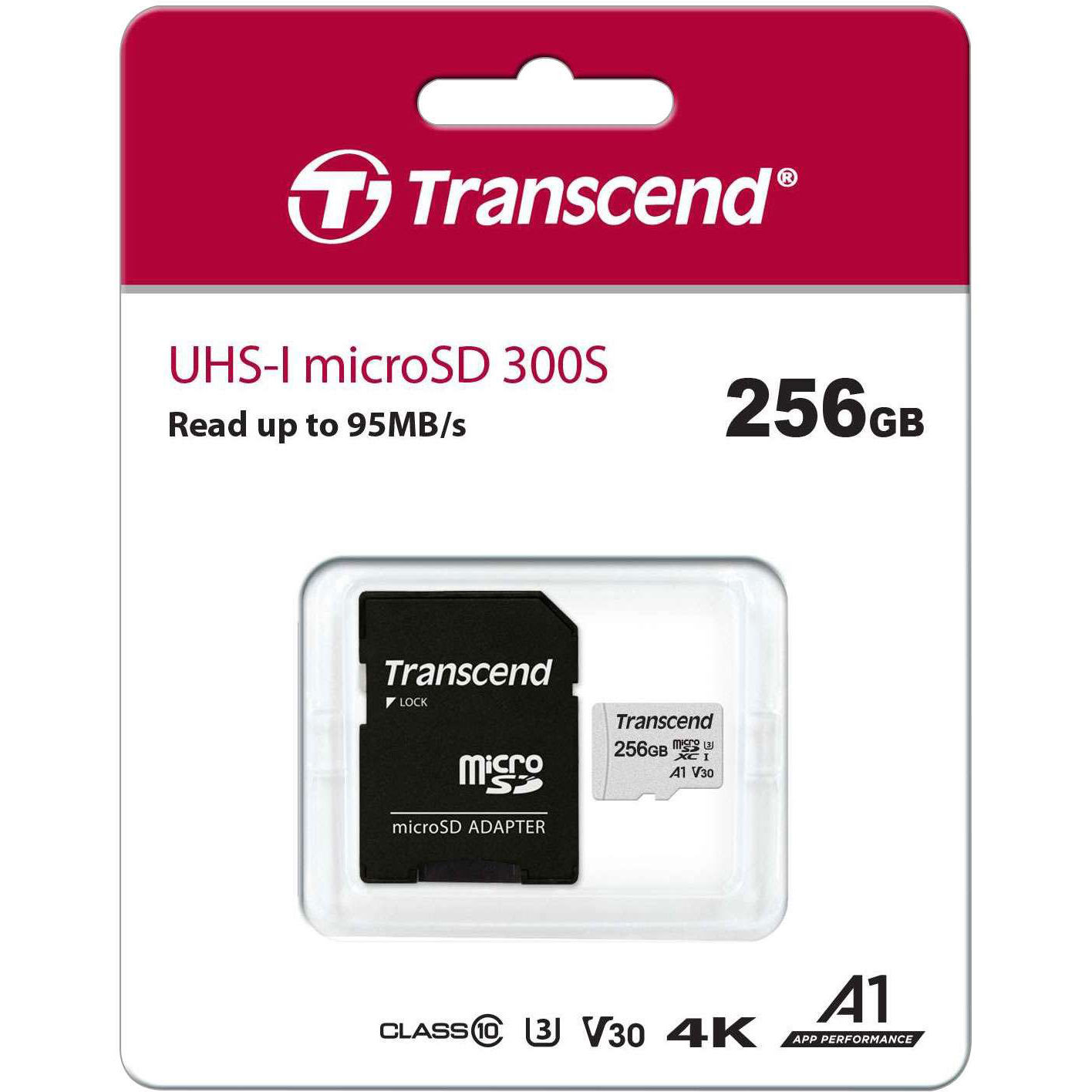 Original Transcend 300S Class 10 256GB microSDXC Memory Card + SD Adapter (TS256GUSD300S-A)