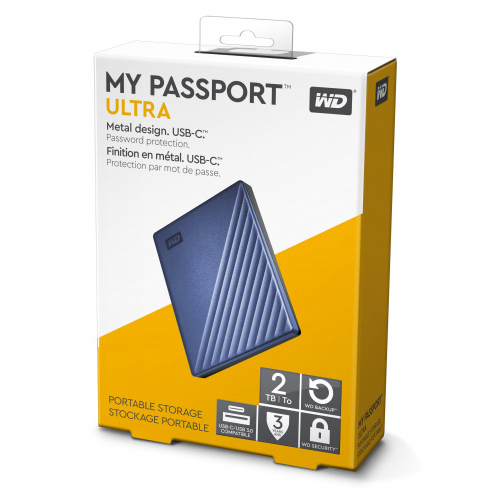 Original Western Digital My Passport Ultra 2TB USB-C External Hard Drive (WDBC3C0020BBL-WESN)