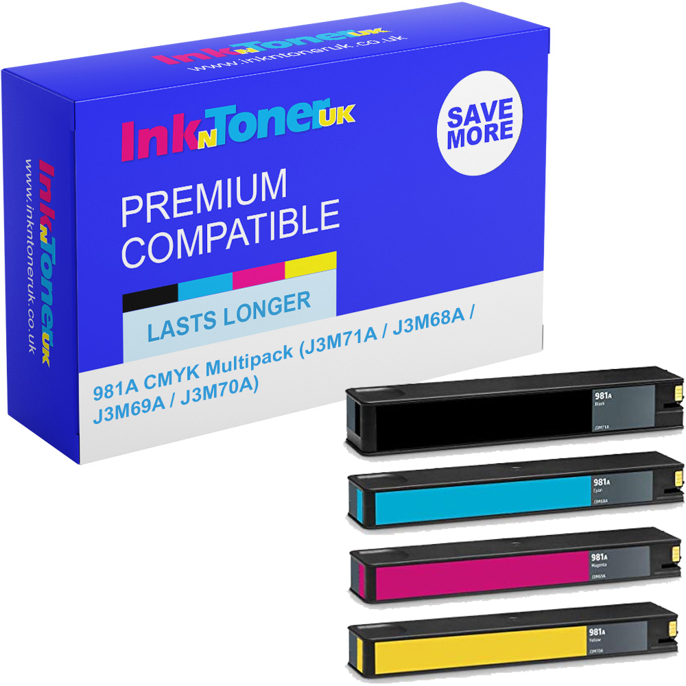 Premium Remanufactured HP 981A CMYK Multipack Ink Cartridges (J3M71A / J3M68A / J3M69A / J3M70A)