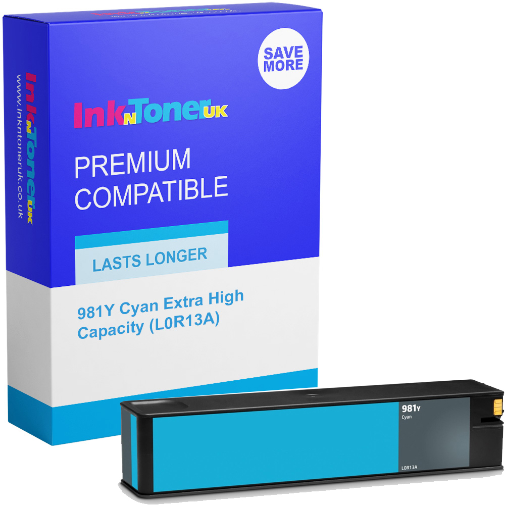 Premium Remanufactured HP 981Y Cyan Extra High Capacity Ink Cartridge (L0R13A)