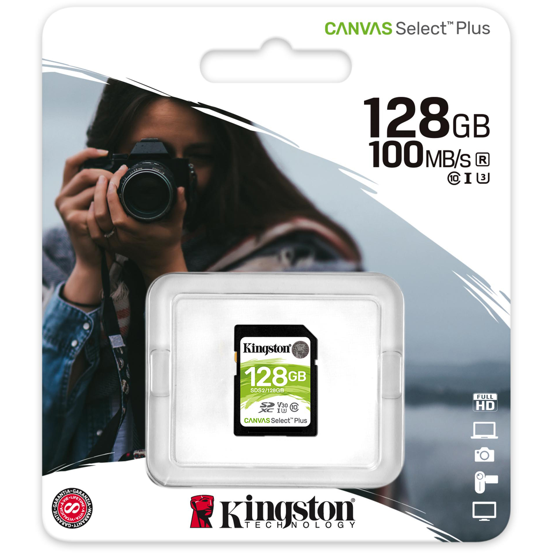 Original Kingston 128GB Canvas Select Plus Class 10 SDXC Memory Card (SDS2/128GB)