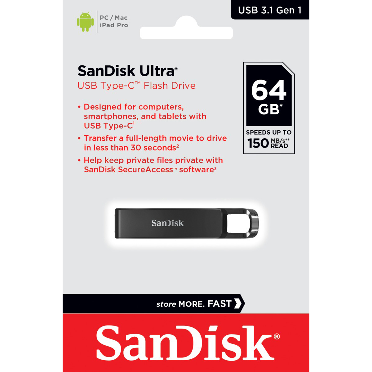 Original SanDisk Ultra 64GB USB Type-C Flash Drive (SDCZ460-064G-G46)