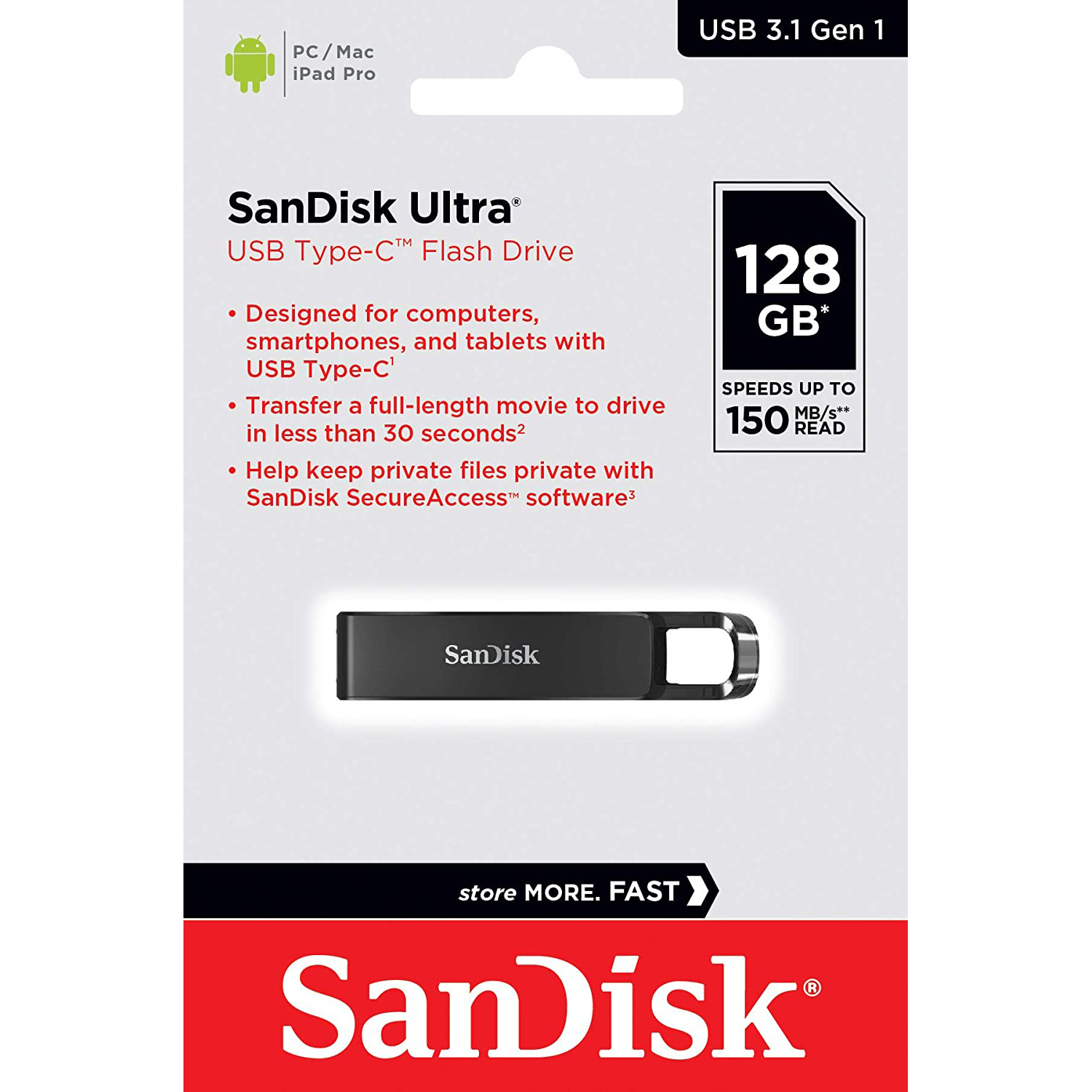 Original SanDisk Ultra 128GB Type-C USB 3.1 Flash Drive (SDCZ460-128G-G46)