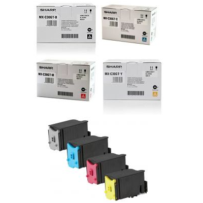 Original Sharp MXC-30GT CMYK Multipack Toner Cartridges (MXC30GTB/ MXC30GTC/ MXC30GTM/ MXC30GTY)