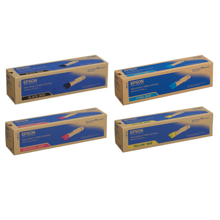Original Epson S05065 CMYK Multipack High Capacity Toner Cartridges (C13S050659/ C13S050658/ C13S050657/ C13S050656)
