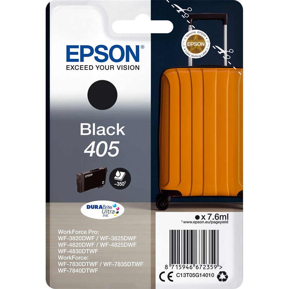 Original Epson 405 Black Ink Cartridge (C13T05G14010) T05G1 Suitcase