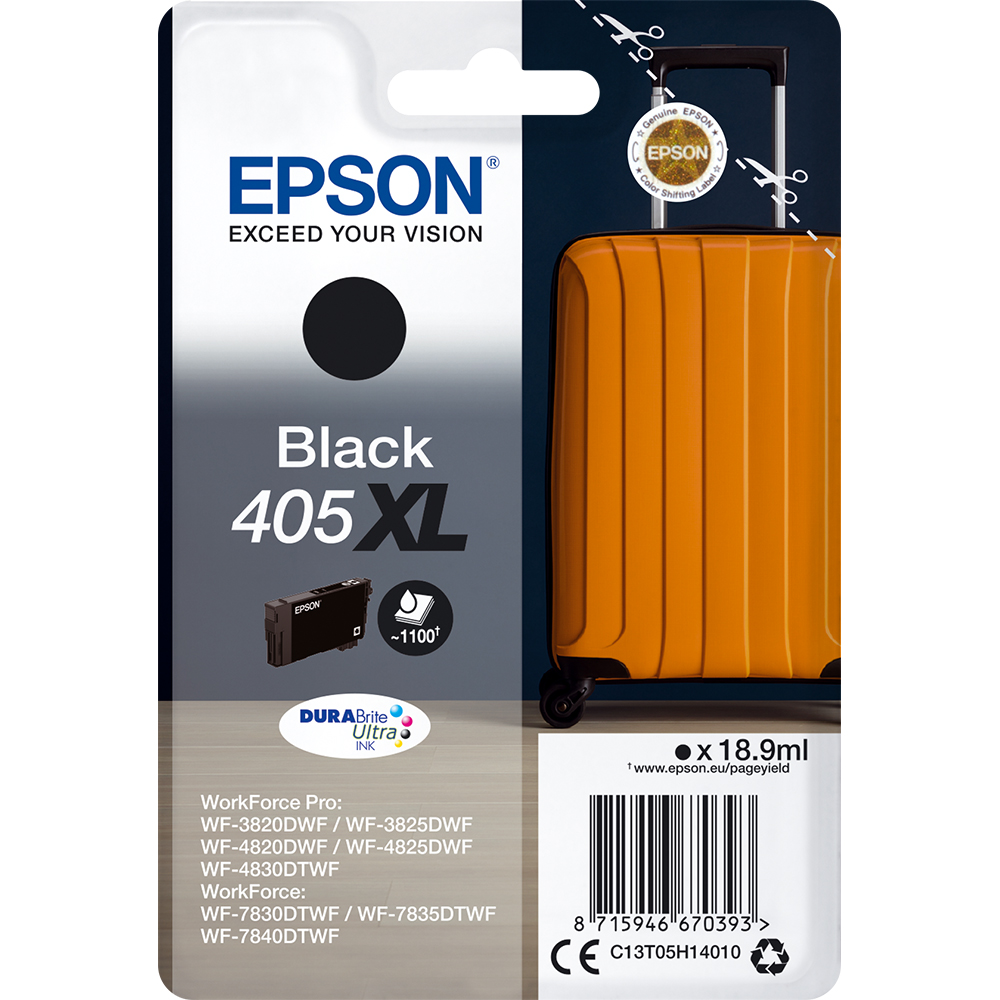 Original Epson 405XL Black High Capacity Ink Cartridge (C13T05H14010) T05H1 Suitcase