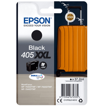 Original Epson 405XXL Black Extra High Capacity Ink Cartridge (C13T02J14010) T02J1 Suitcase