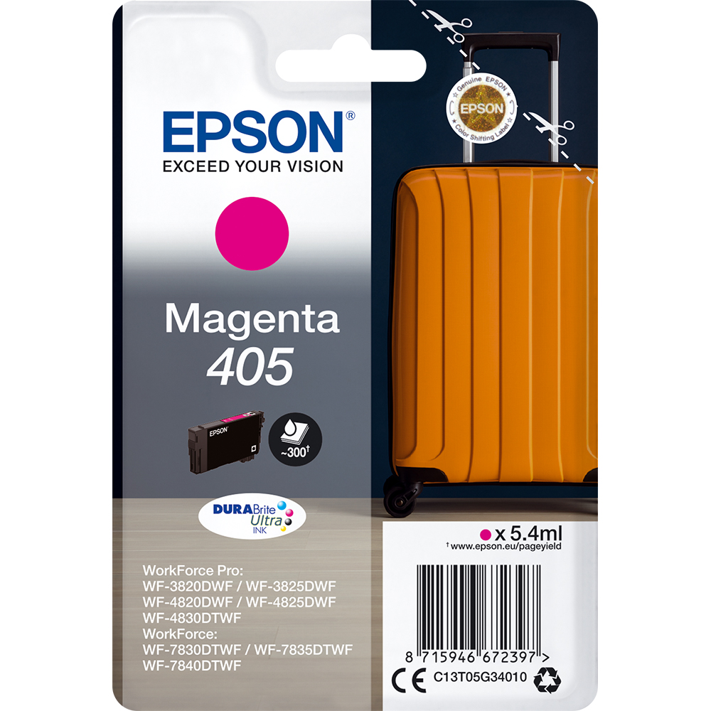 Original Epson 405 Magenta Ink Cartridge (C13T05G34010) T05G3 Suitcase