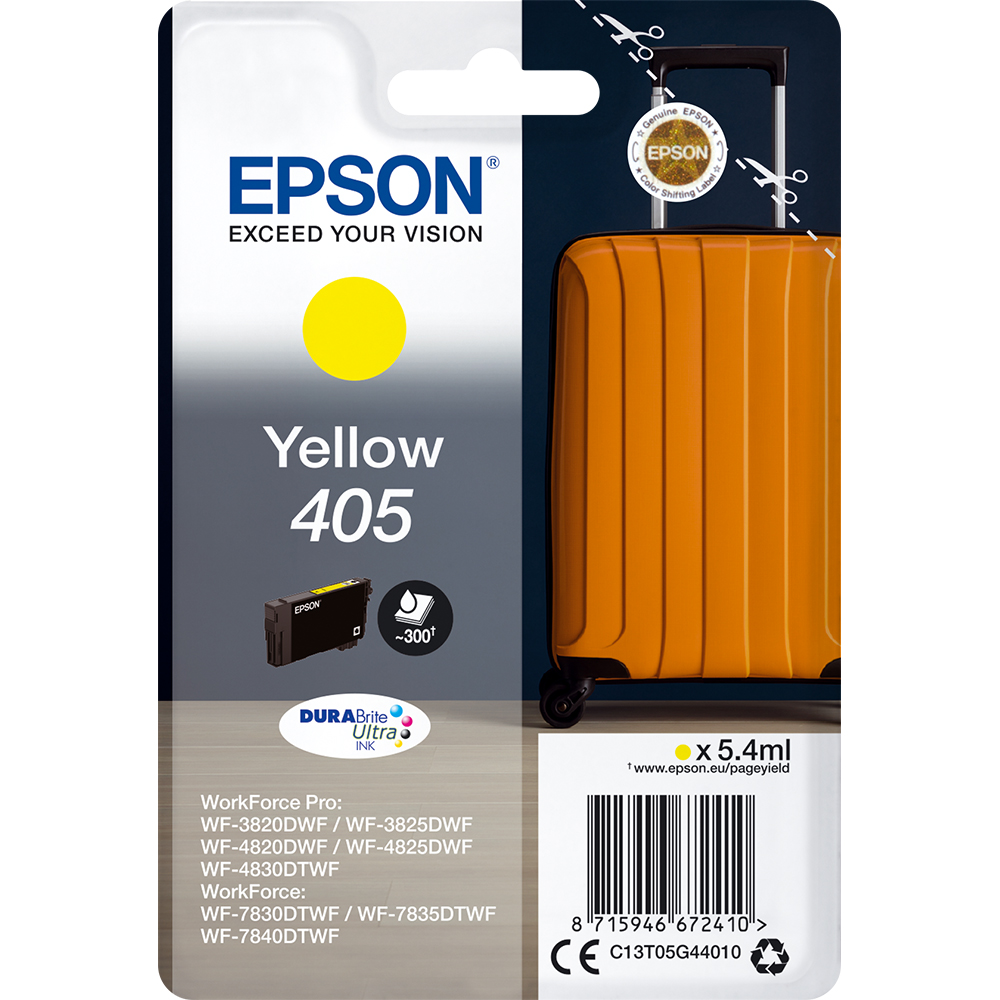 Original Epson 405 Yellow Ink Cartridge (C13T05G44010) T05G4 Suitcase