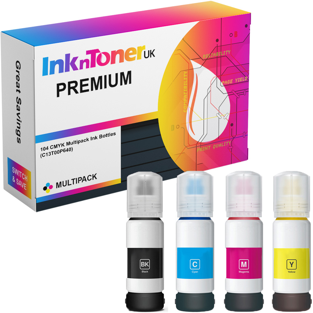 Premium Compatible Epson 104 CMYK Multipack Ink Bottles (C13T00P640)