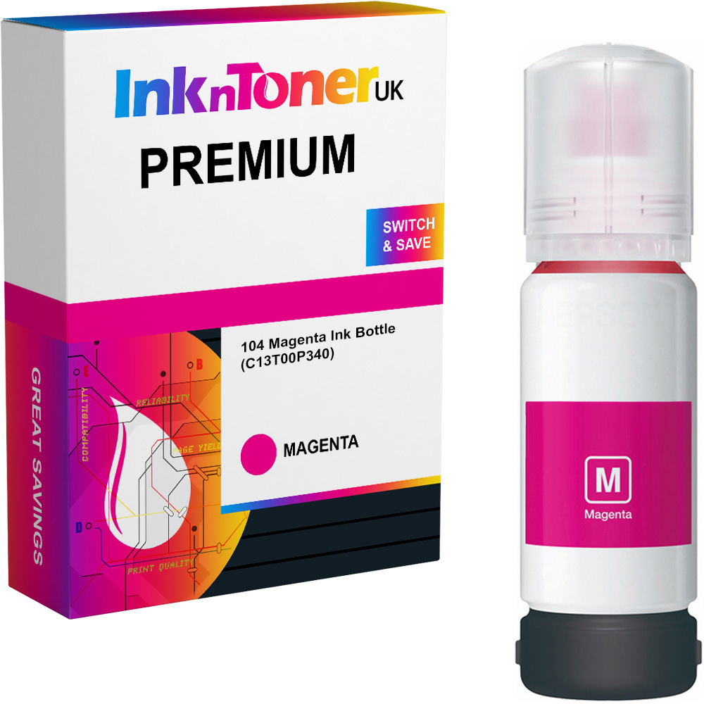 Premium Compatible Epson 104 Magenta Ink Bottle (C13T00P340)