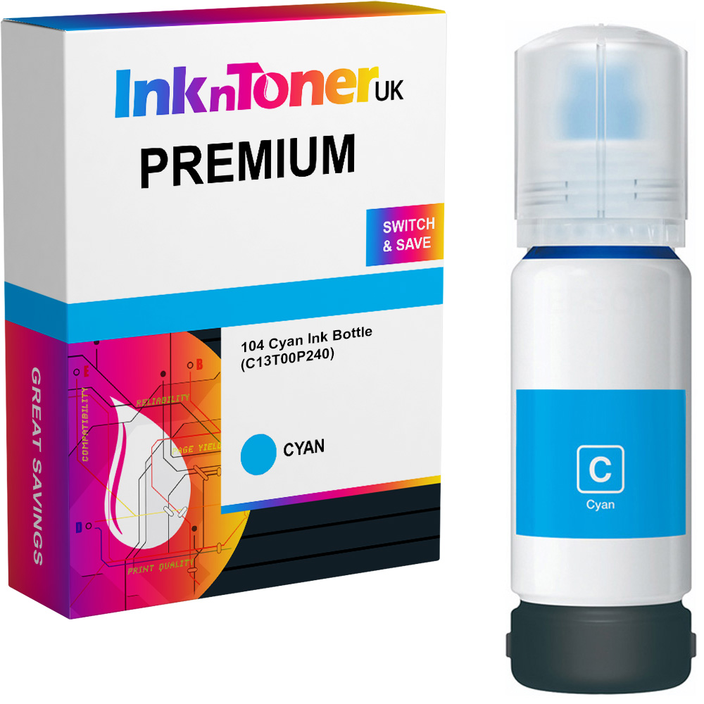 Premium Compatible Epson 104 Cyan Ink Bottle (C13T00P240)