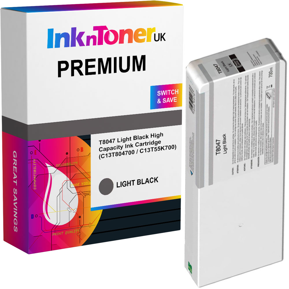 Premium Compatible Epson T8047 Light Black High Capacity Ink Cartridge (C13T804700 / C13T55K700)