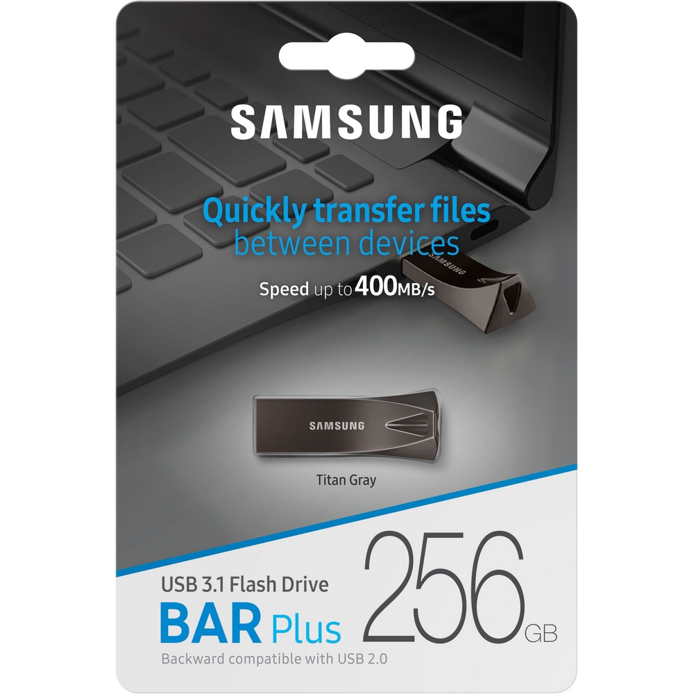 Original Samsung Bar Plus 256GB Grey USB 3.1 Flash Drive (MUF-256BE4/APC)