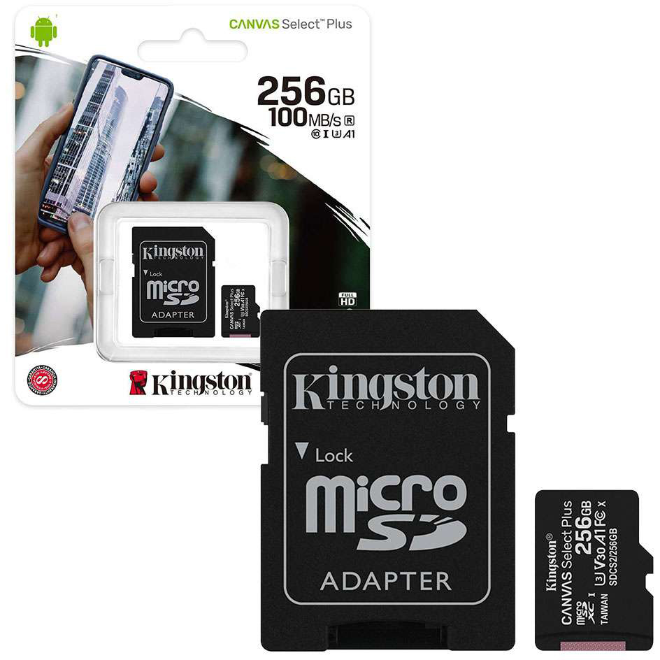 Original Kingston Canvas Select Plus Class 10 256GB MicroSDXC Memory Card (SDCS2/256GB)