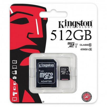 Original Kingston Canvas Select Plus 512GB microSDXC Memory Card + SD Adaptor (SDCS2/512GB)