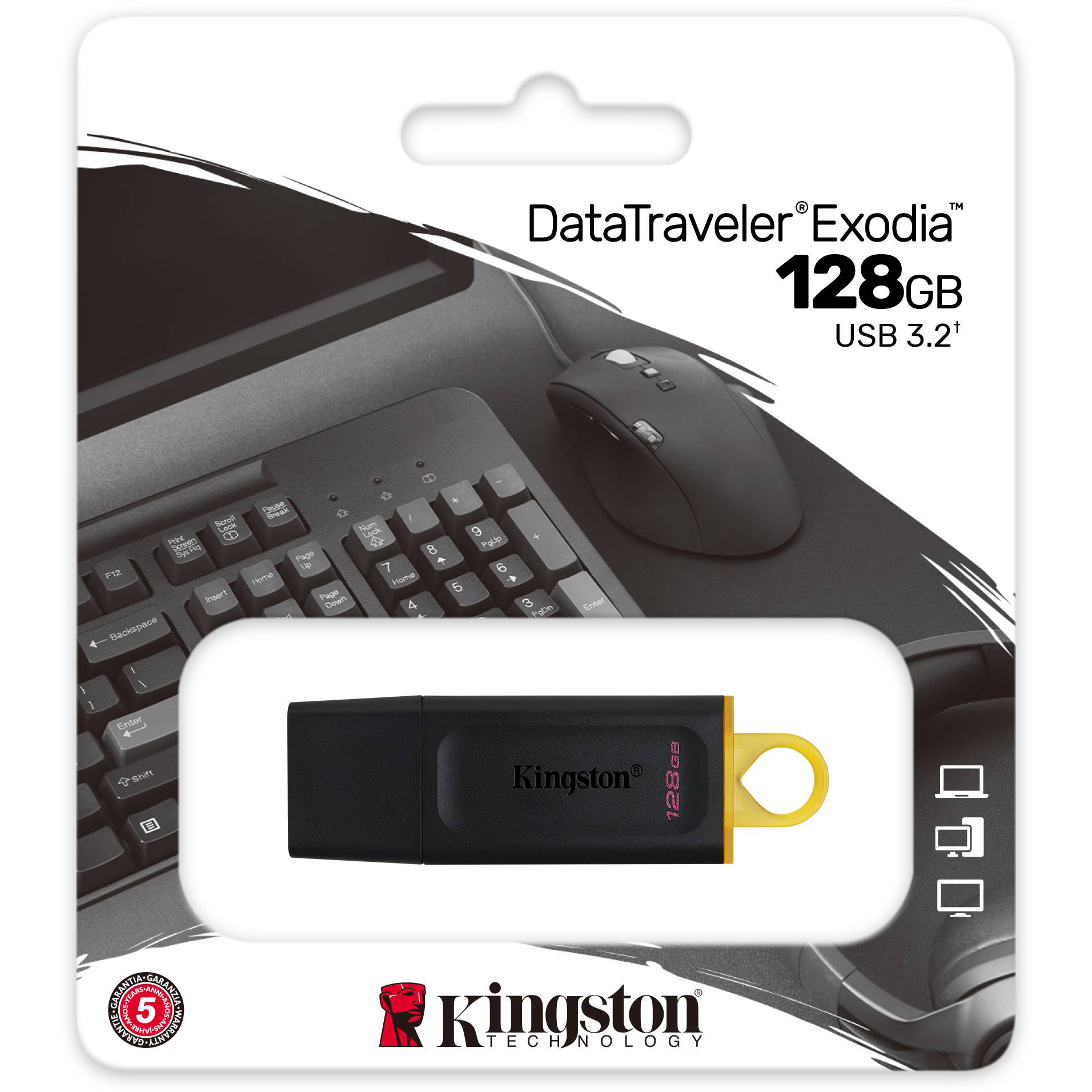 Original Kingston DataTraveler Exodia 128GB Black USB 3.2 Flash Drive (DTX/128GB)