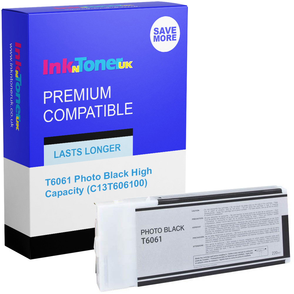 Premium Compatible Epson T6061 / T5651 Photo Black High Capacity Ink Cartridge (C13T606100 / C13T565100)