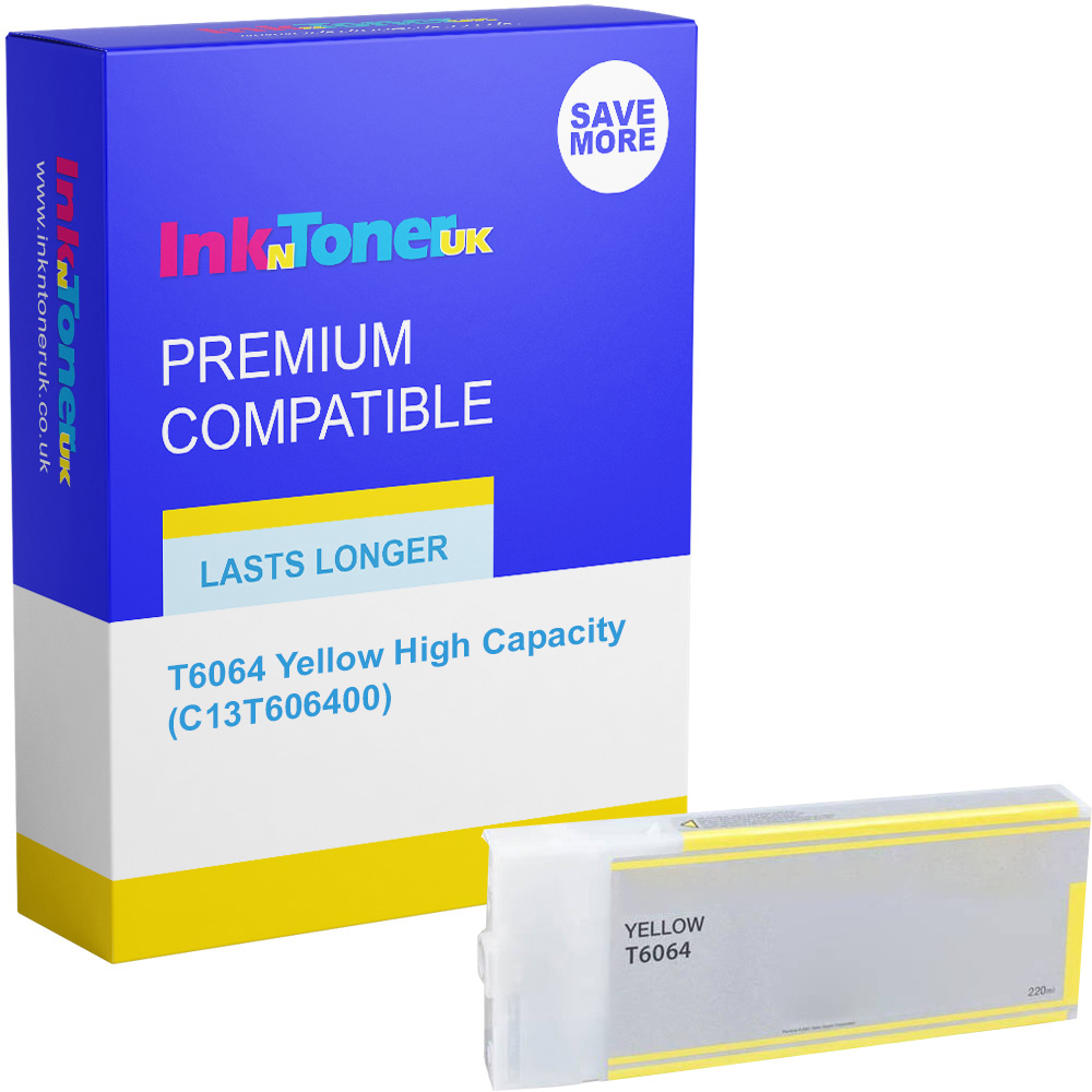 Premium Compatible Epson T6064 / T5654 Yellow High Capacity Ink Cartridge (C13T606400 / C13T565400)