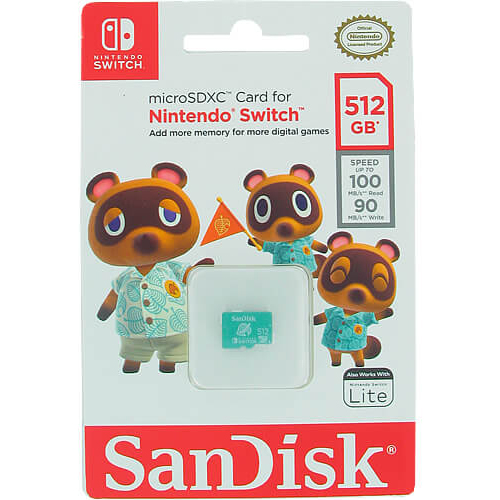 Original SanDisk Nintendo Switch Class 10 512GB MicroSDXC Memory Card (SDSQXAO-512G-GNCZN)