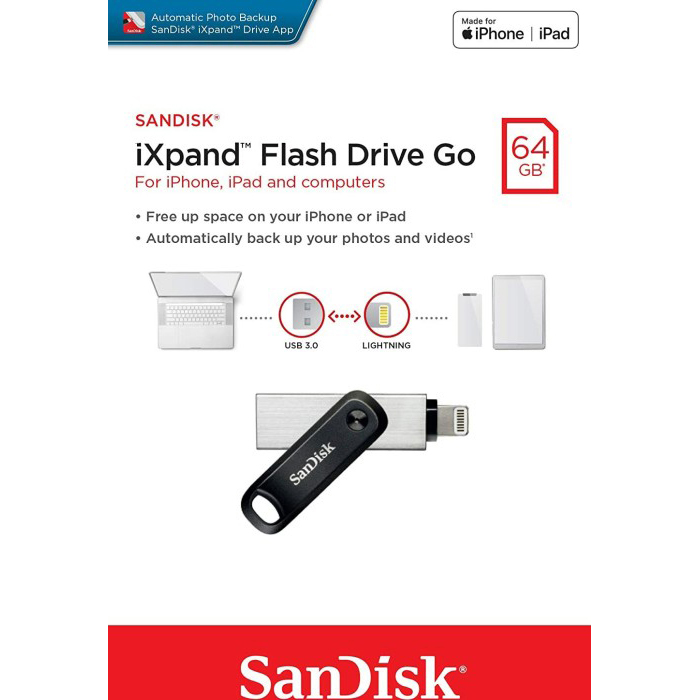 Original SanDisk iXpand 64GB USB 3.0 Flash Drive (SDIX60N-064G-GAANN)