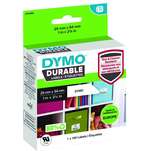 Original Dymo 2112283 25mm x 54mm Durable White Labels - 160 Labels (2112283)