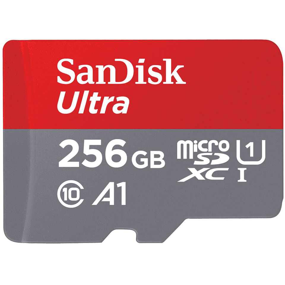 Original SanDisk Ultra Class 10 256GB MicroSDXC + SD Adapter Flash Memory Card (SDSQUNR-256G-GN6)