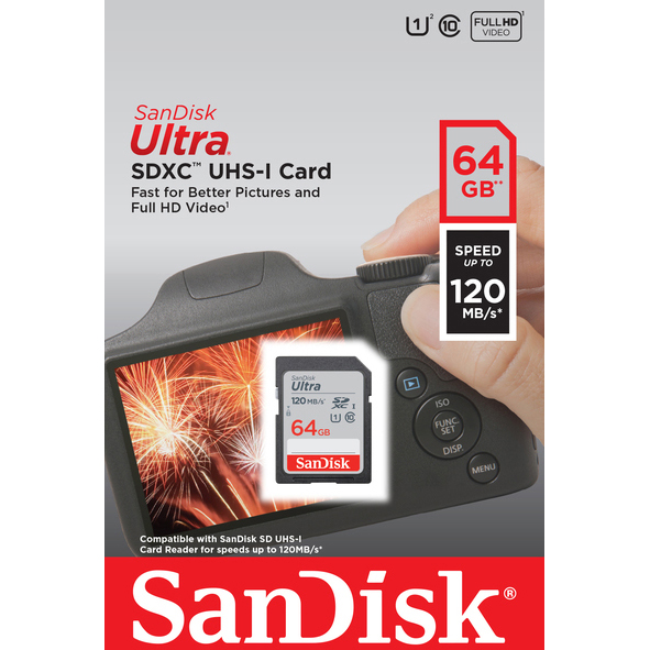 Original SanDisk Ultra Class 10 64GB SDXC Memory Card (SDSDUN4-064G-GN6)