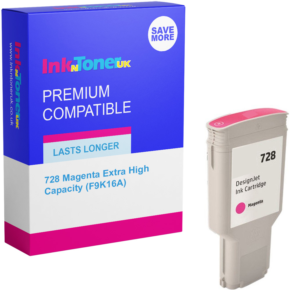 Premium Compatible HP 728 Magenta Extra High Capacity Ink Cartridge (F9K16A)