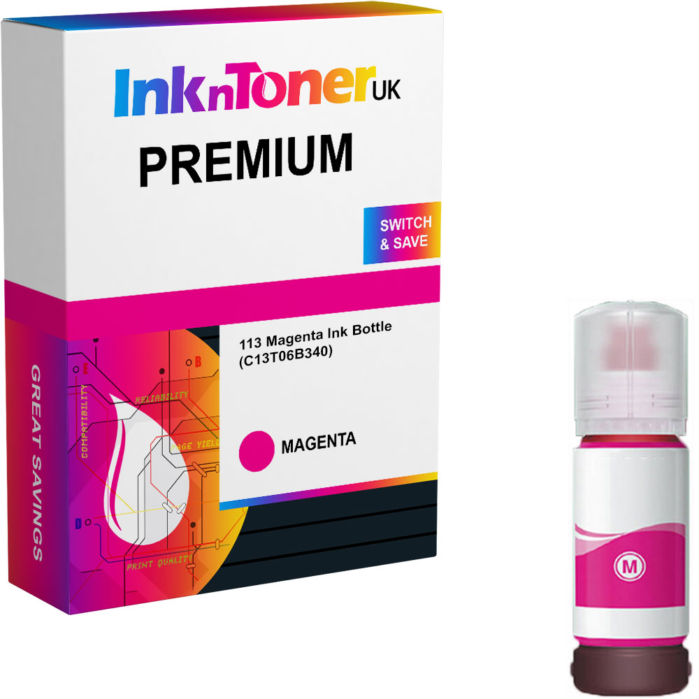 Premium Compatible Epson 113 Magenta Ink Bottle (C13T06B340)