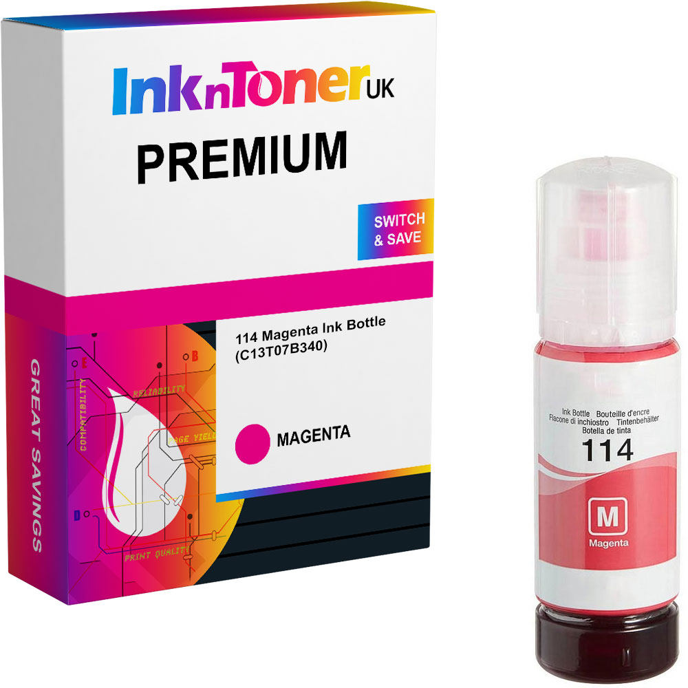 Premium Compatible Epson 114 Magenta Ink Bottle (C13T07B340)