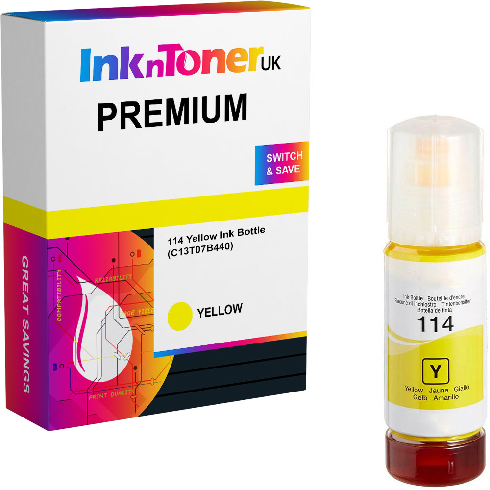 Premium Compatible Epson 114 Yellow Ink Bottle (C13T07B440)