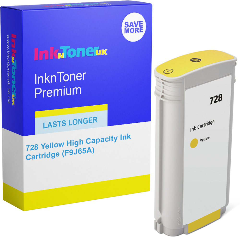 Premium Compatible HP 728 Yellow High Capacity Ink Cartridge (F9J65A)