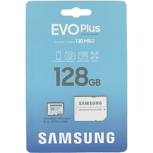 Original Samsung EVO Plus Class 10 128GB White MicroSD Memory Card + Adapter (MB-MC128KA/EU)