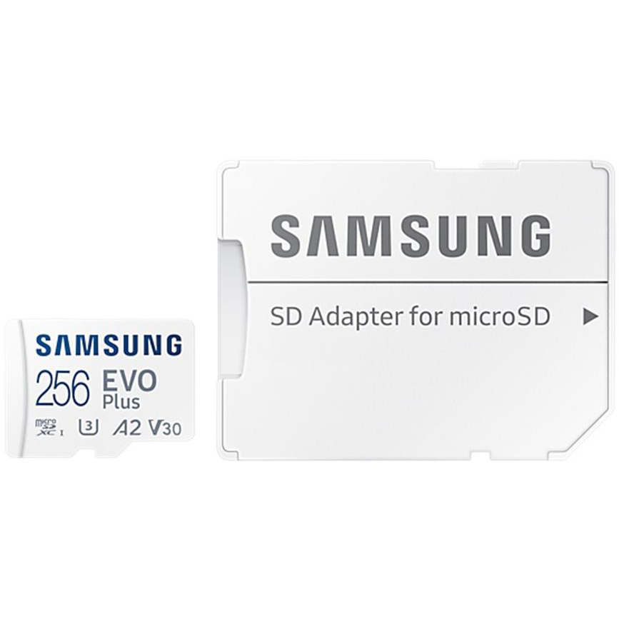 Original Samsung EVO Plus Class 10 256GB White MicroSD Memory Card + Adapter (MB-MC256KA/EU)