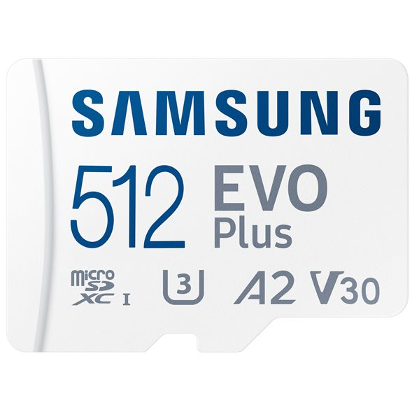 Original Samsung EVO Plus Class 10 512GB White MicroSD Memory Card + Adapter (MB-MC512KA/EU)