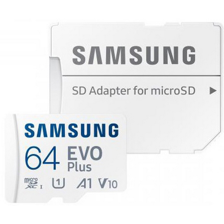 Original Samsung EVO Plus Class 10 64GB White MicroSD Memory Card + Adapter (MB-MC64KA/EU)