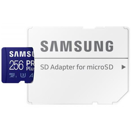 Original Samsung Pro Plus Class 10 256GB Blue MicroSD Memory Card + Adapter (MB-MD256KA/EU)
