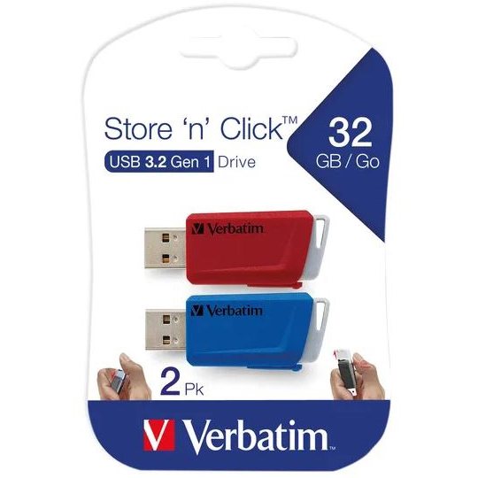 Original Verbatim Store N Click Usb 3.0 2X32Gb R/B (49308)