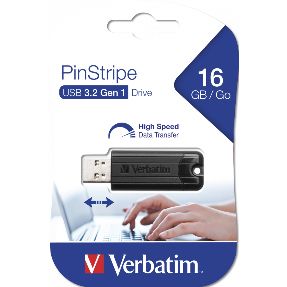 Original Verbatim Usb 3.0 Drive 16Gb Store'N'Go Pinstripe Black (49316)